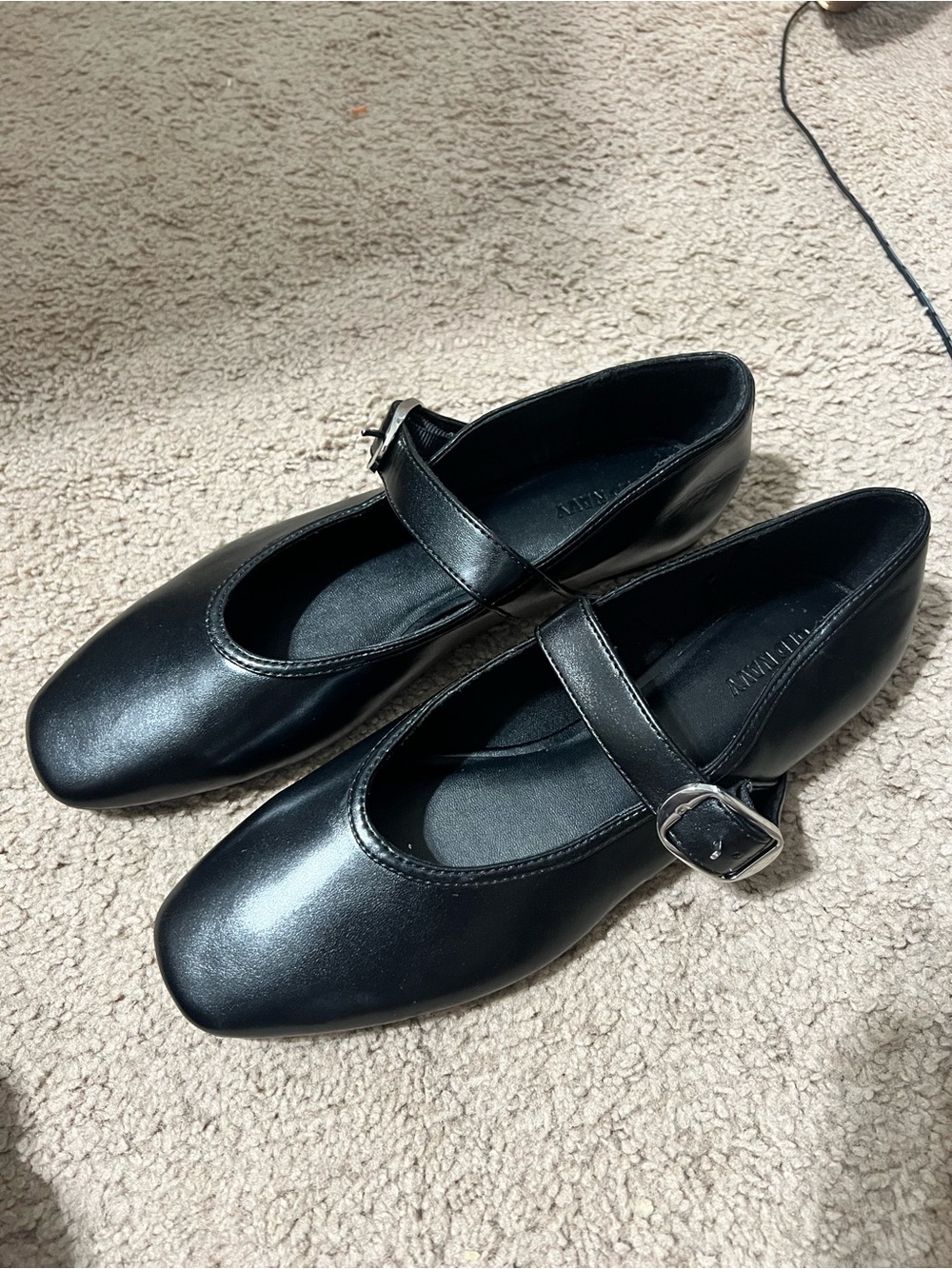 Old Navy Black Mary Jane Flats with Silver Buckle
